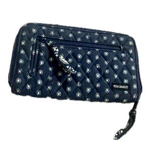 Vera Bradley blue floral Boho wallet long navy blue Excellet condition